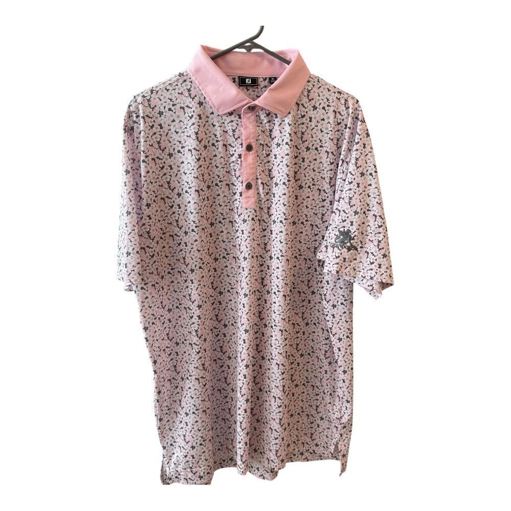 FootJoy Pink and Black Patterned Polo Shirt